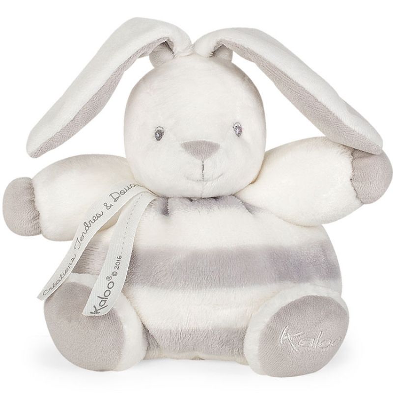  bébé pastel peluche lapin blanc gris rayé 18 cm 